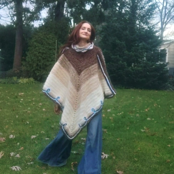 Vintage Handmade Native American Bohemian Hippie Oversized Poncho - Picture 8 of 11